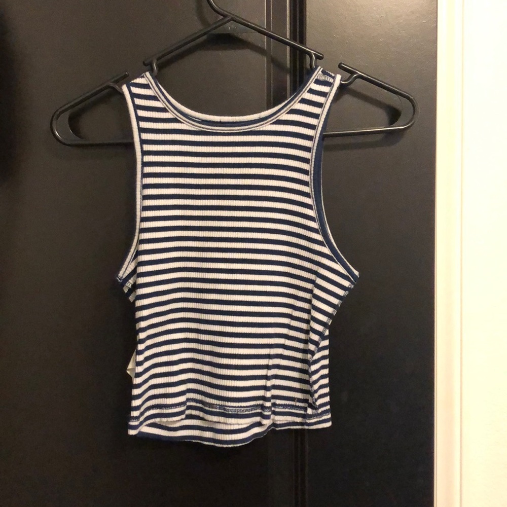 Blue and white strip croptop